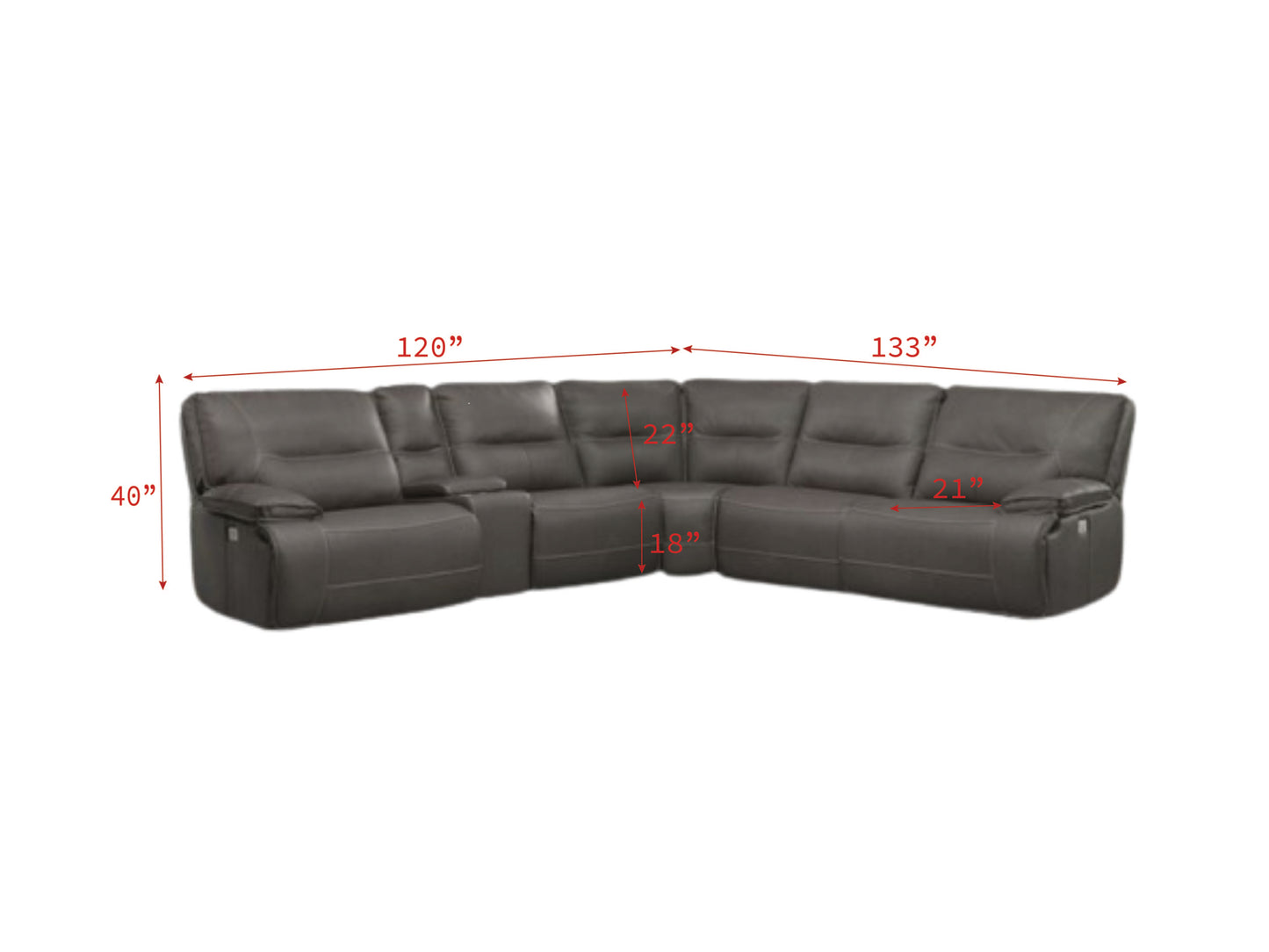 Parker House Spartacus Haze Modular Power 6pc Reclining Sectional