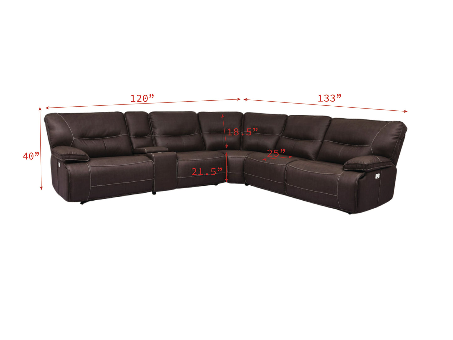 Parker House Spartacus Chocolate Modular Power 6pc Reclining Sectional