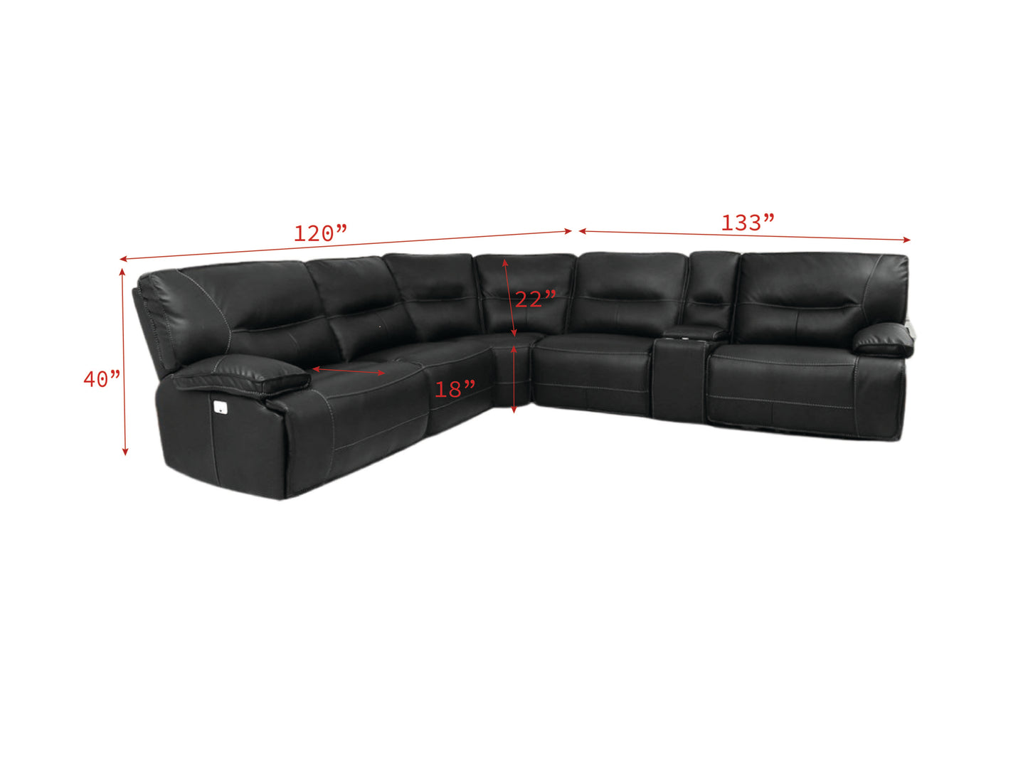 Parker House Spartacus Black Modular Power 6pc Reclining Sectional