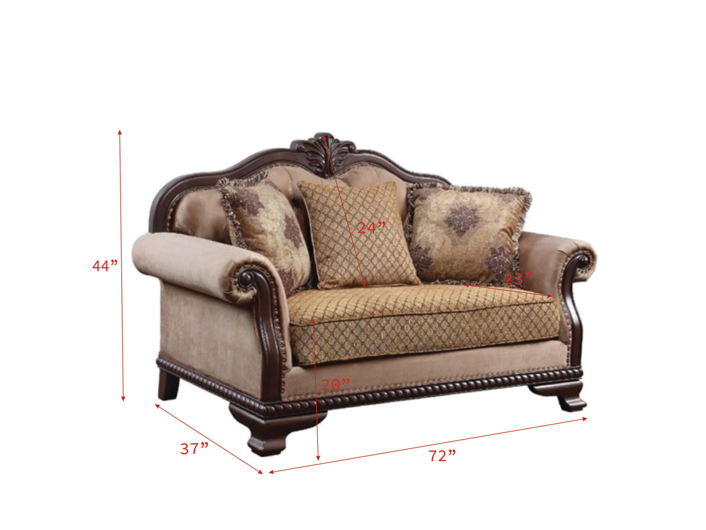 Acme Furniture Chateau De Ville Espresso Three Pillows Loveseat