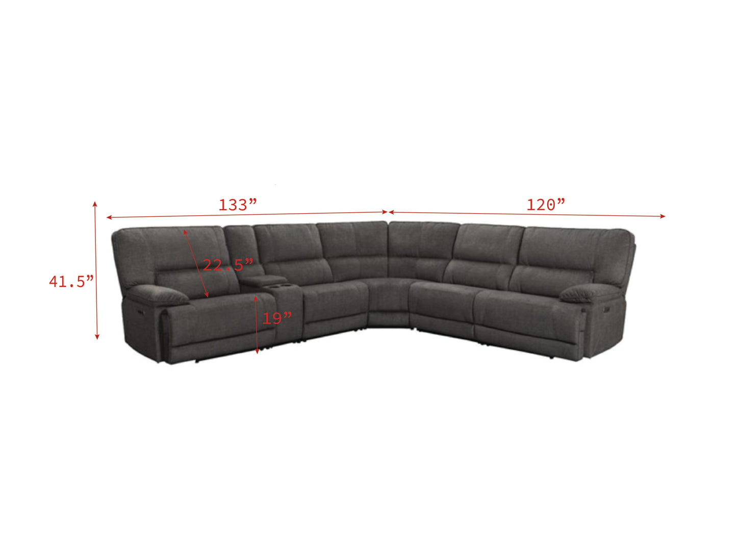 Parker House Marathon Titanium 6pc Modular Power Reclining Sectional