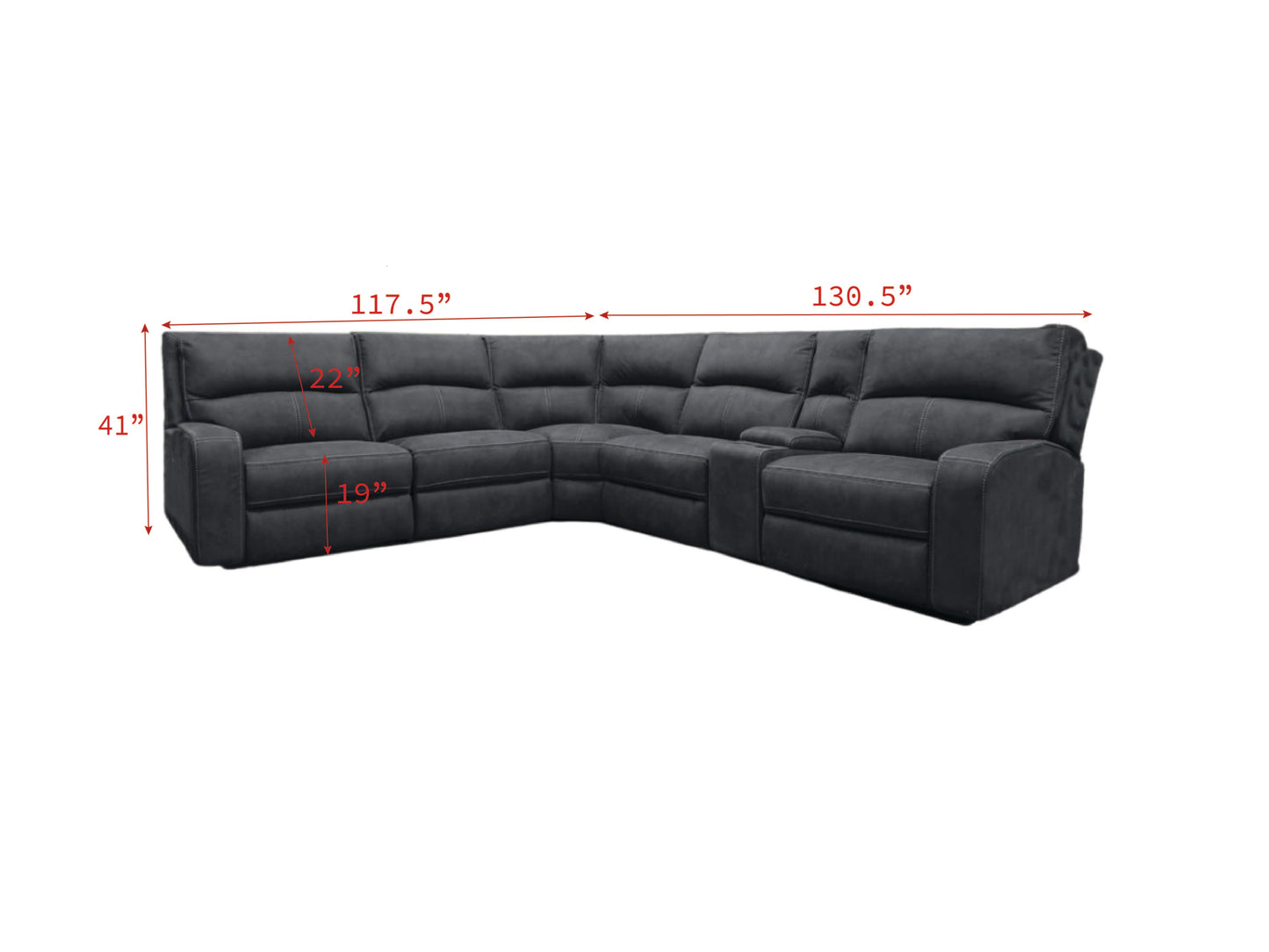 Parker House Polaris Slate Modular Power 6pc Reclining Sectional