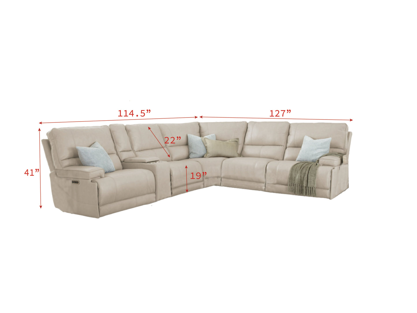 Parker House Whitman Verona Linen Modular Power 6pc Reclining Sectional