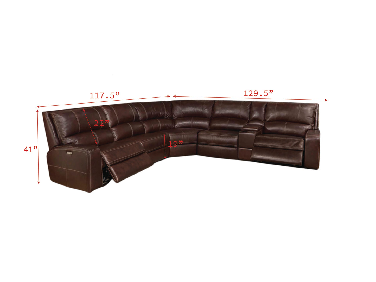 Parker House Swift Bourbon Modular Power 6pc Reclining Sectional