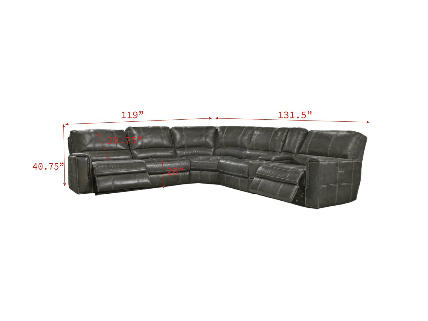 Parker House Salinger Twilight Modular Power 6pc Reclining Sectional