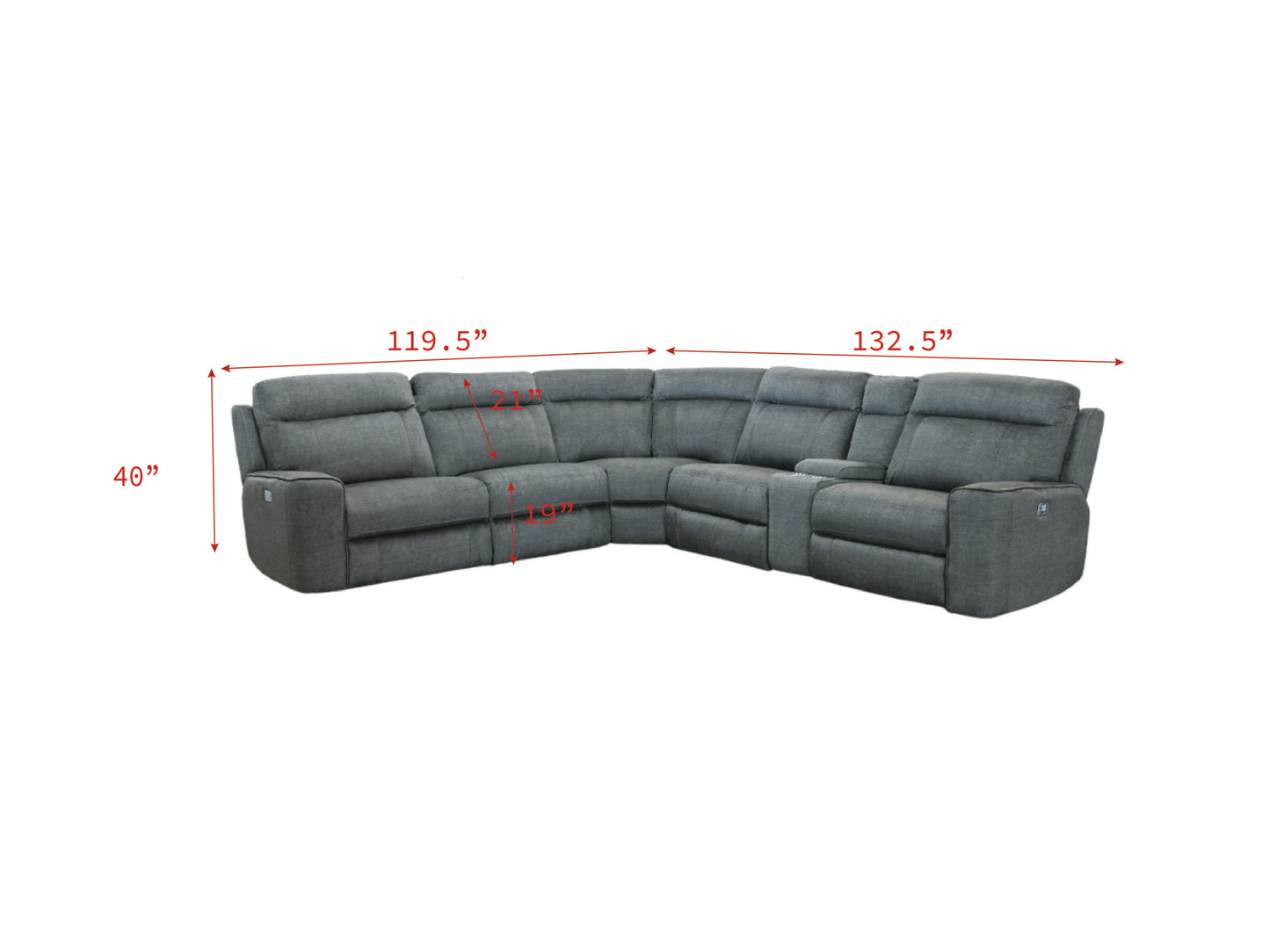 Parker House Parthenon Titanium Modular Power 6pc Reclining Sectional