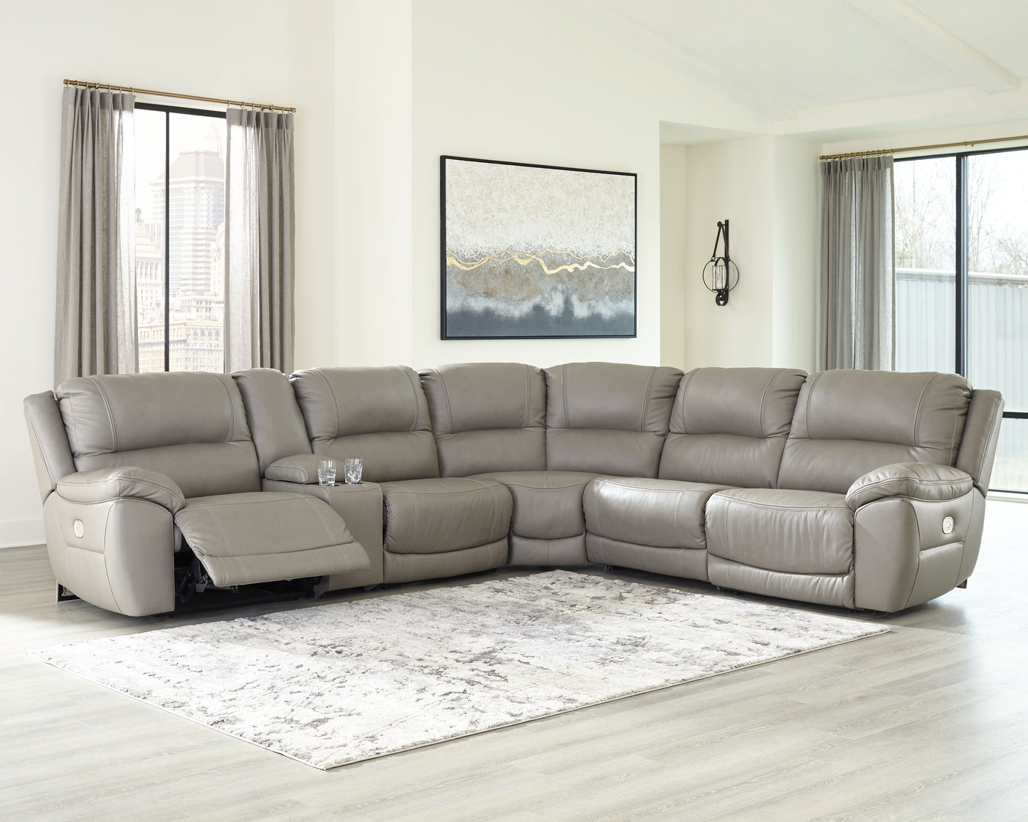 Ashley Furniture Dunleith Gray 6pc Power Reclining Sectional