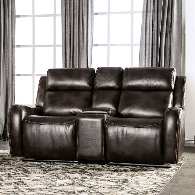 Furniture of America BARCLAY LOVESEAT High Density Foam Cushions &  Padded Armrest USB Charger