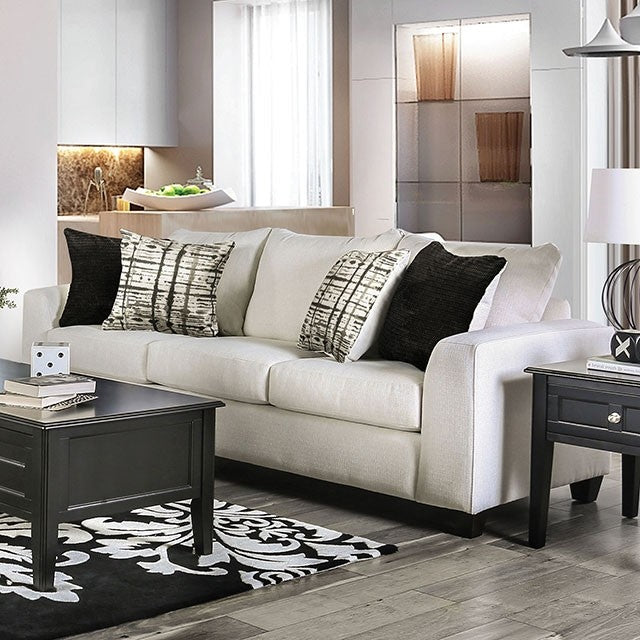 Furniture of America BARNETT SOFA Loose Back Pillows, Stain Resistant Fabric & Tapered Wooden Legs Pillows Included