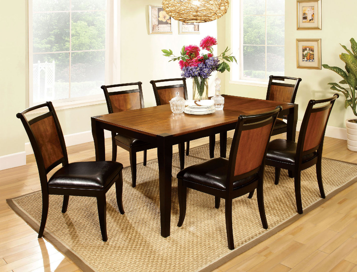 Salida I Acacia/Black 7 Pc. Dining Table Set image