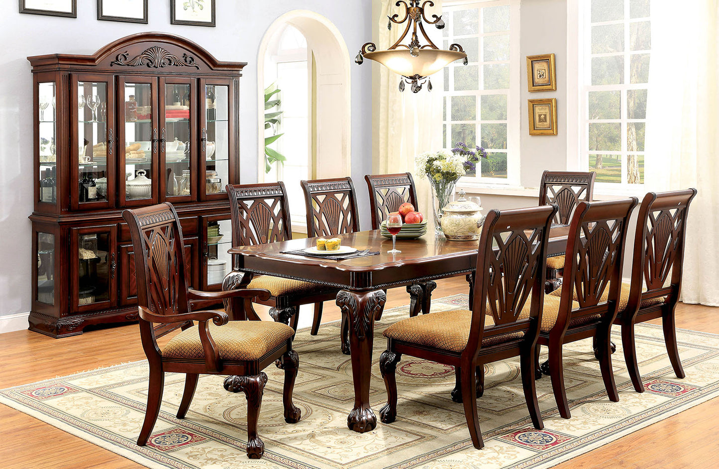 PETERSBURG I Cherry 9 Pc. Dining Table Set (2AC+6SC) image