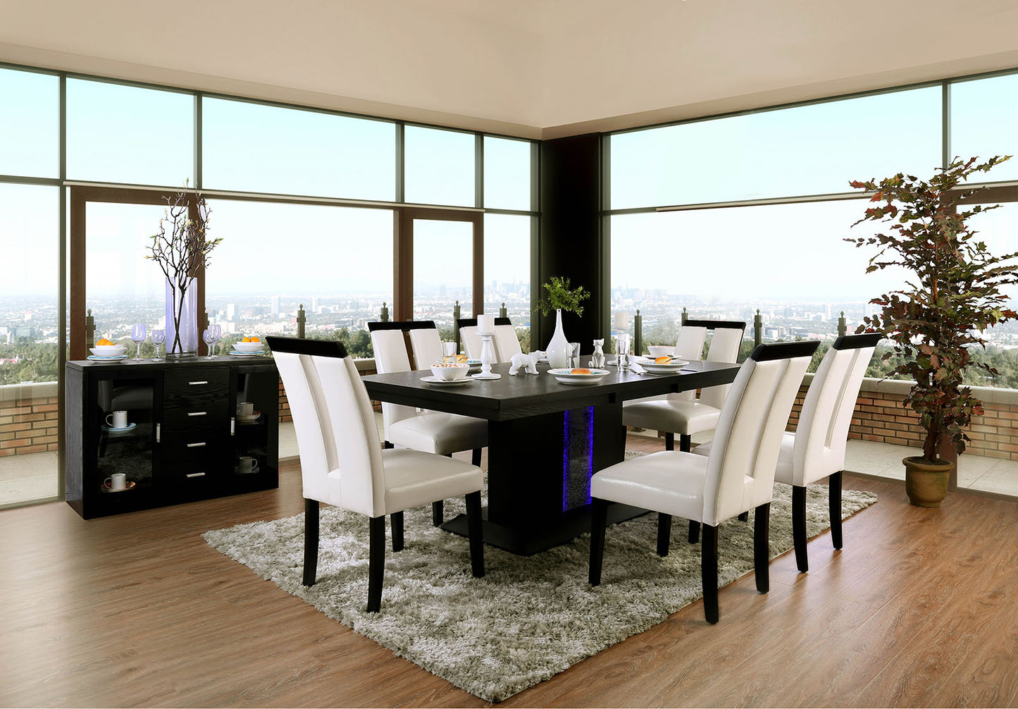 Evangeline Black/Beige 7 Pc. Dining Table Set image