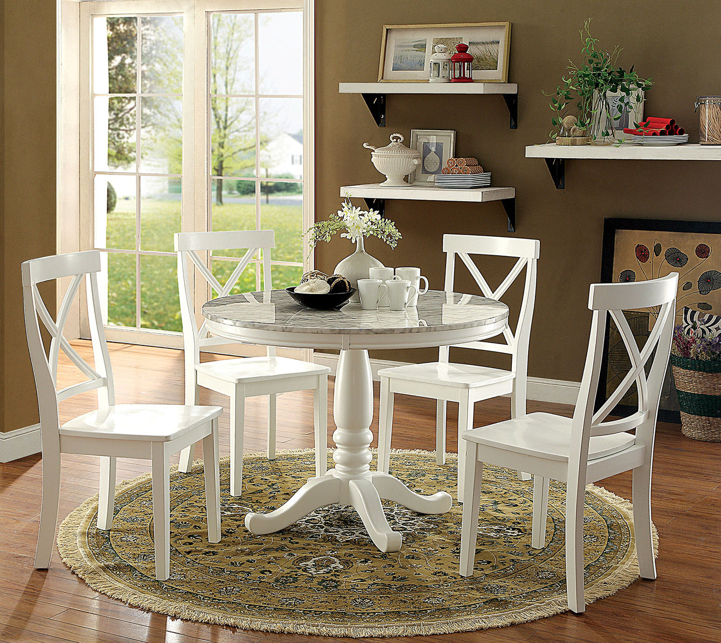 PENELOPE White 5 Pc. Round Dining Table Set image