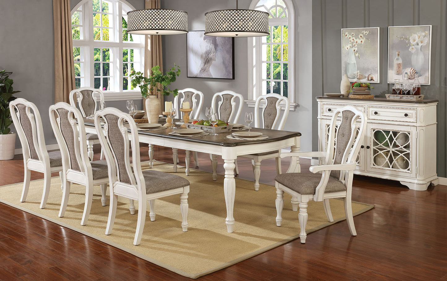 LESLIE 7 Pc. Dining Table Set (2AC+4SC) image