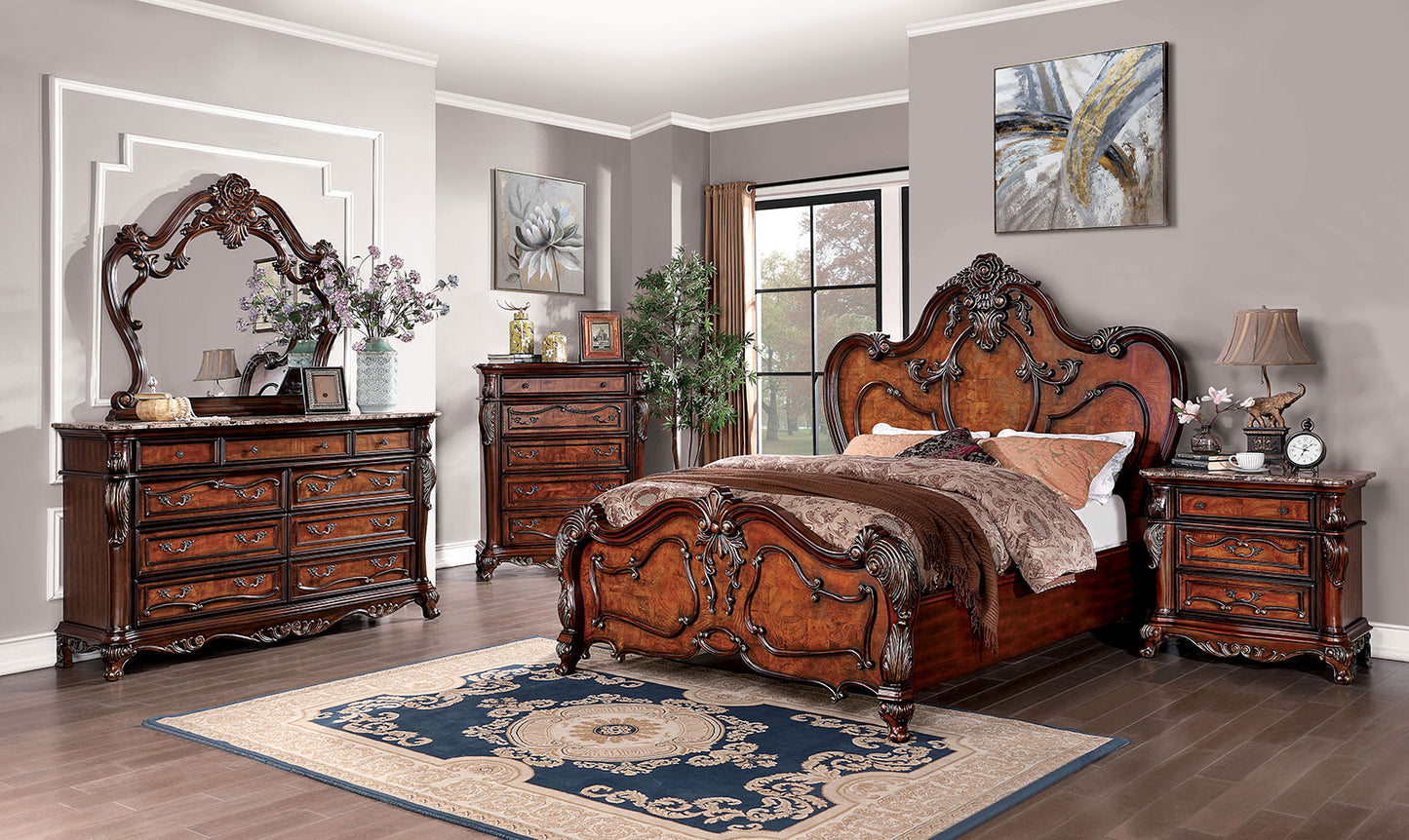 ROSEWOOD Queen Bed + 1NS + Dresser + Mirror image