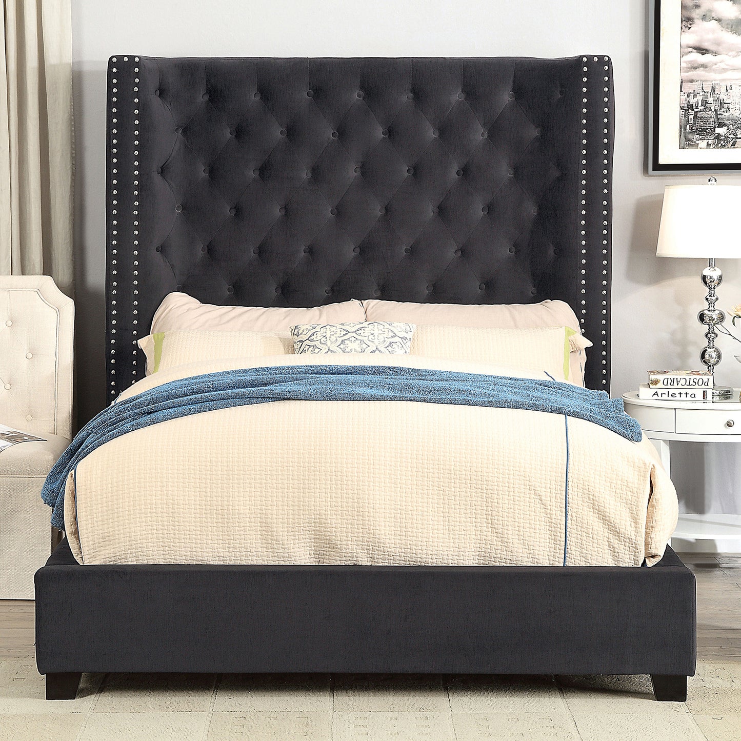 ROSABELLE Cal.King Bed, Dark Gray image