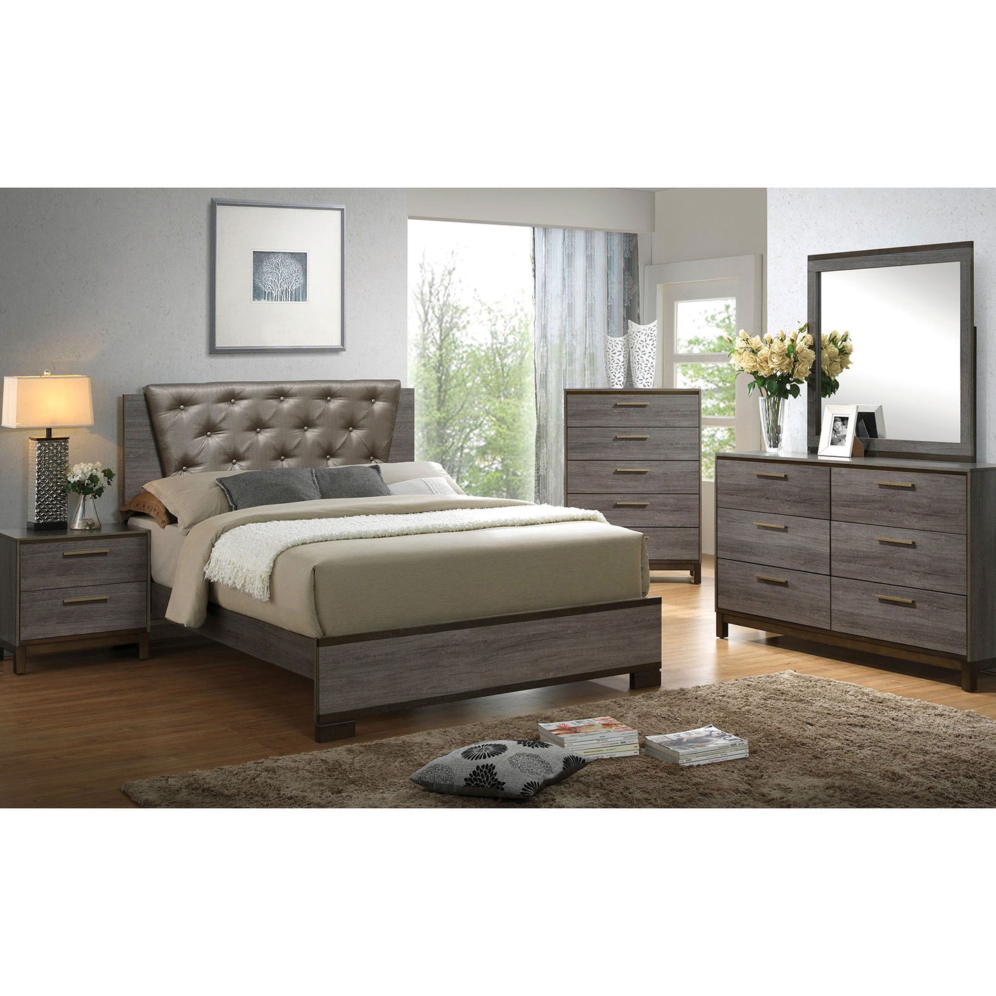 MANVEL Two-Tone Antique Gray 4 Pc. Queen Bedroom Set image