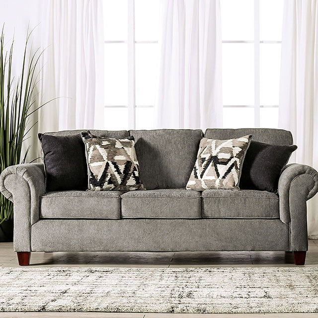 Furniture of American DELGADA SOFA Graphite, Rolled Arms Pillows Included