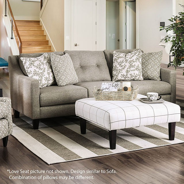 Furniture of America DORSET LOVE SEAT Middle Support Leg & Pillows Included Sun & Stain Resistant Revolution Fabric