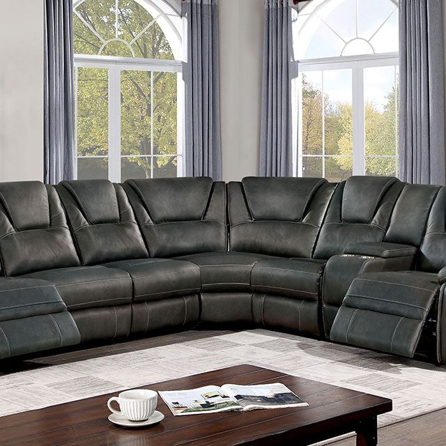 Furniture of America ERFURT SECTIONAL Power Recliners & Storage and Cup Holders USB Charge