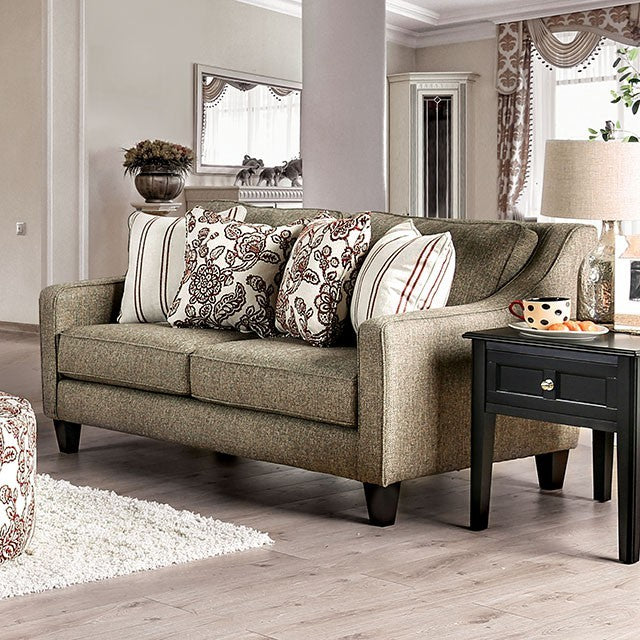 Furniture of America FILLMORE SOFA Loose Back Pillows & Tapered Wooden Leg Pillows Included