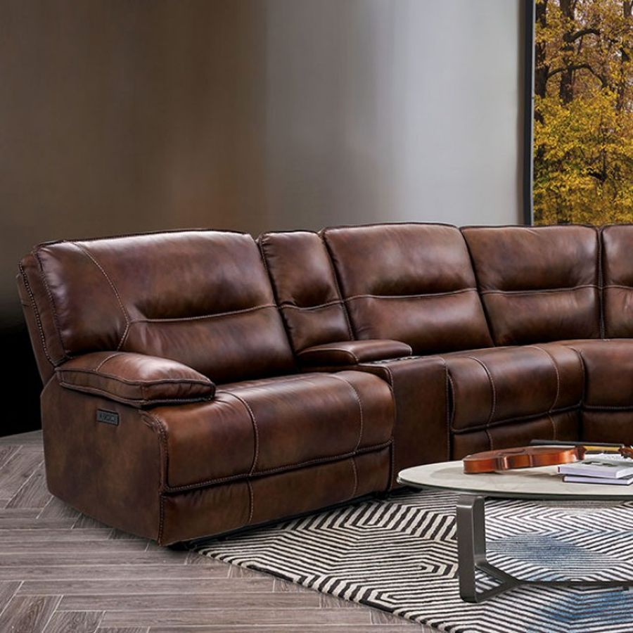 Furniture Of America Louella Brown Power Sectional