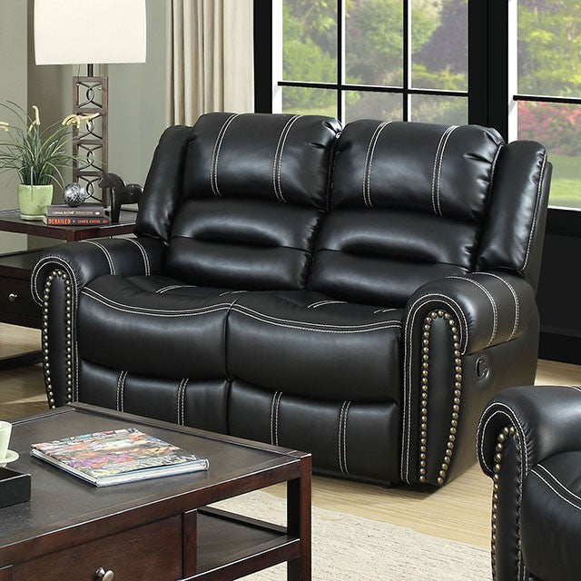 Furniture of America FREDERICK LOVE SEAT Recliners Contrasting Stitching & Nailhead Trim