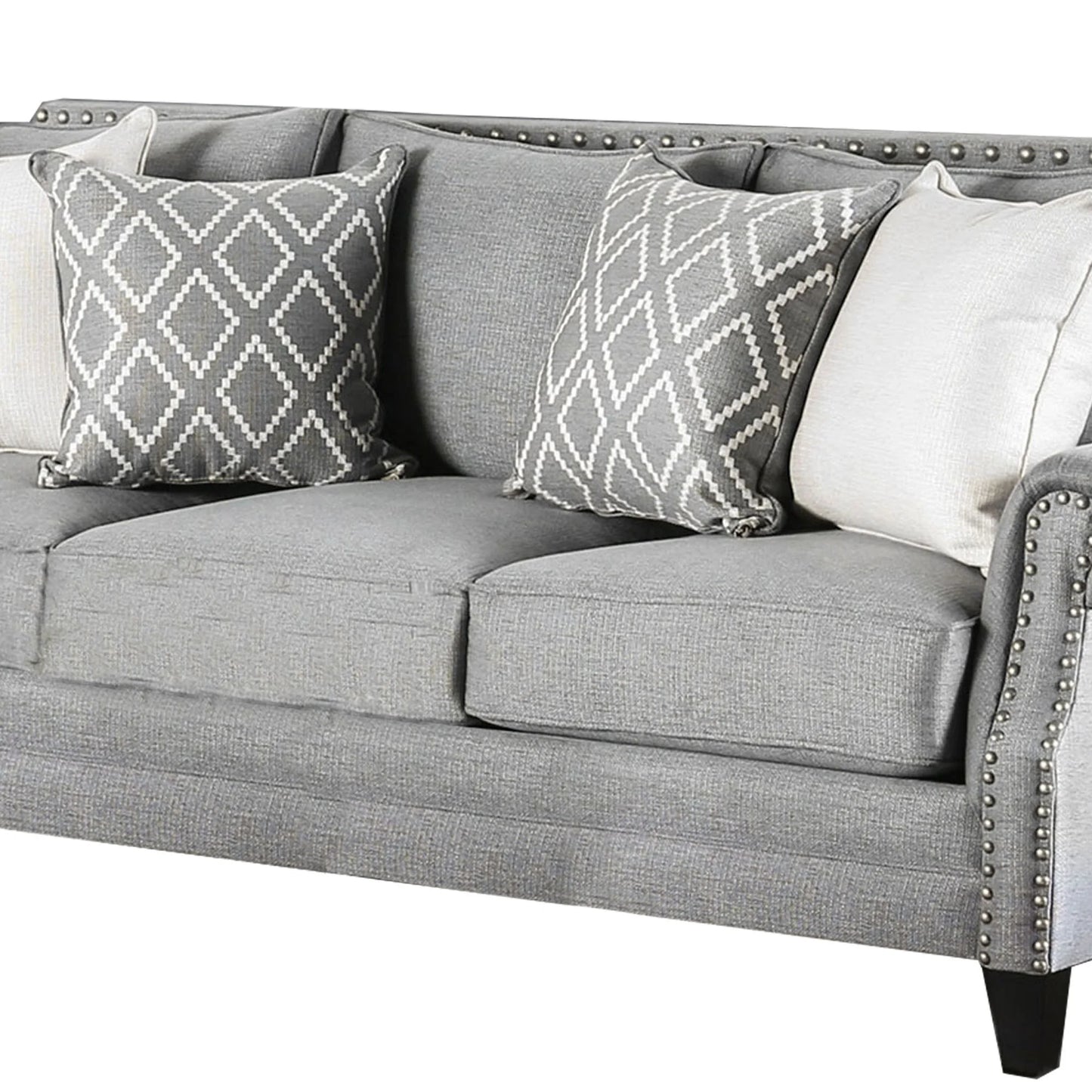 Furniture of America GIOVANNI SOFA Wooden Legs & High-Density Foam Cushions Pillows Included