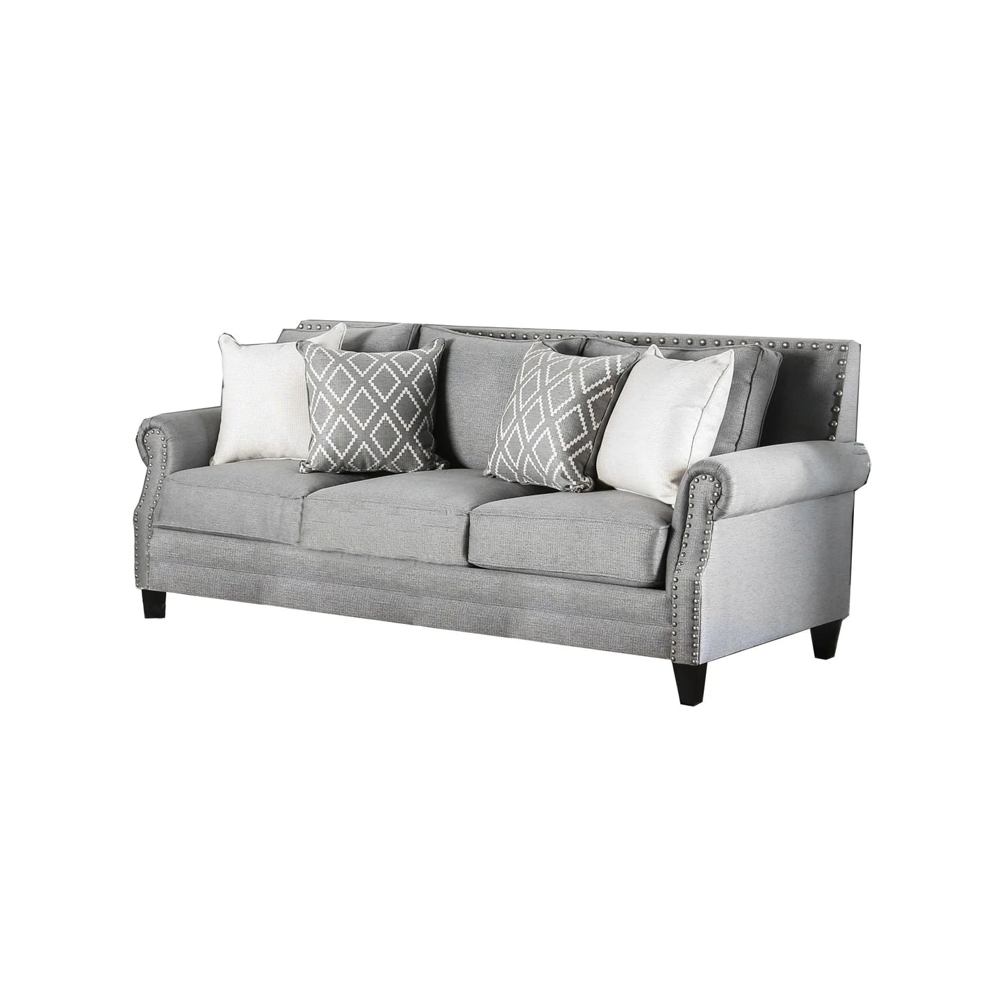 Furniture of America GIOVANNI SOFA Wooden Legs & High-Density Foam Cushions Pillows Included