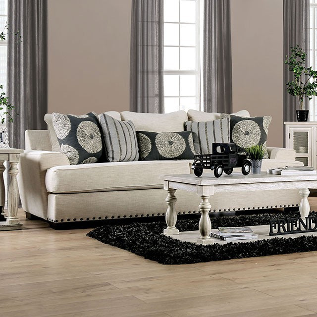 Furniture of America GERMAINE SOFA Sheltered Arms, T-Cushion Seats, Loose Back Pillows and Pillows Included