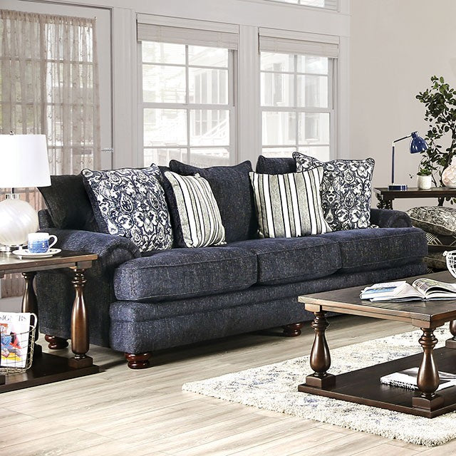 Furniture of America HADLEIGH SOFA Bun Feet, Lawson Style & Low Rolled Arms Pillows Included