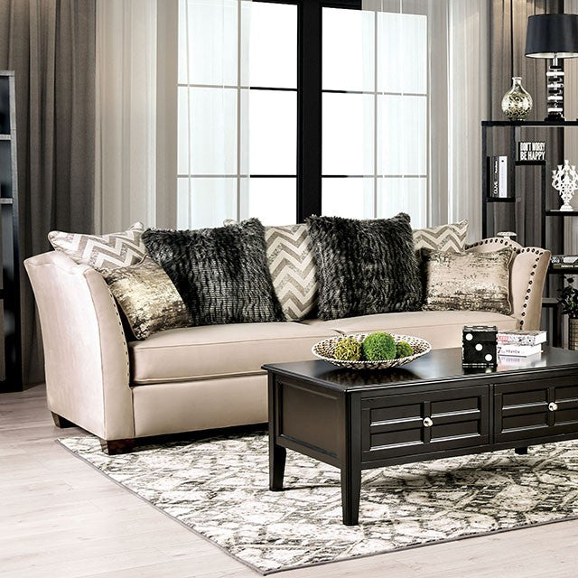 Furniture of America HAMPDEN SOFA Flared Arms, Loose Back Pillows, Box Cushion Seating and Pillows Included