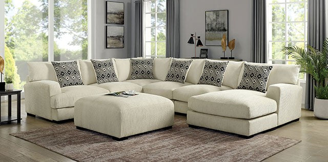 Furniture of America KAYLEE SECTIONAL Modular Design Fitted Back Pillows Seats w/Memory Foam Top Layer