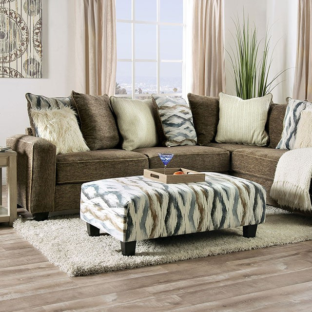 Furniture of America KEMPSTON SECTIONAL Loose Pillow Backs & Pillows Included Optional Ottoman Available