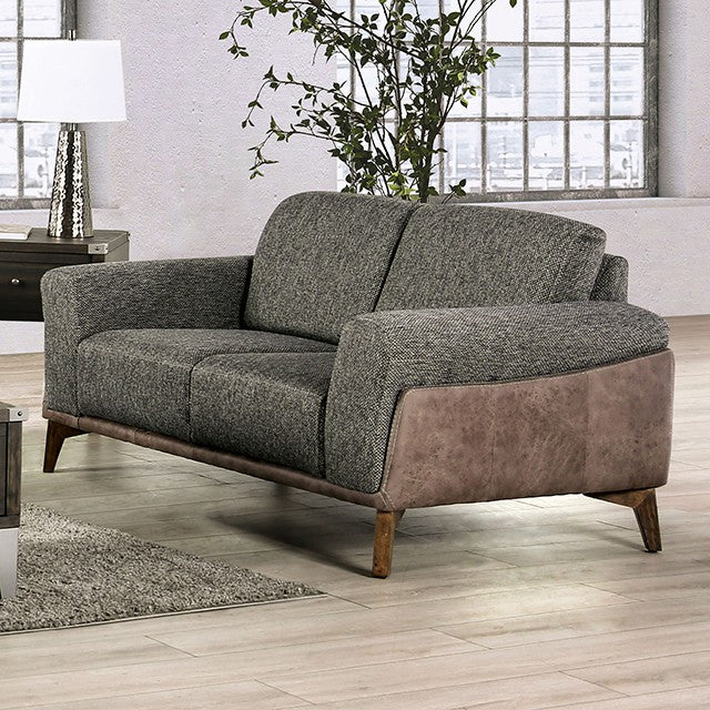 Furniture of America KLOTEN SOFA Two-tone Design &  Angled Legs Wide Flared Arms