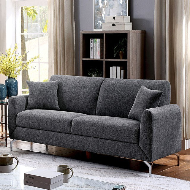 Furniture of America LAURITZ SOFA High-Density Foam Cushions, Rounded Padded Arms and Pillows Included