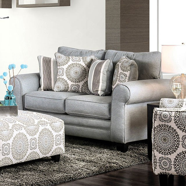 Furniture of America MISTY LOVE SEAT Loose Back Pillows & Tapered Legs Sun & Stain Resistant Revolution Fabric