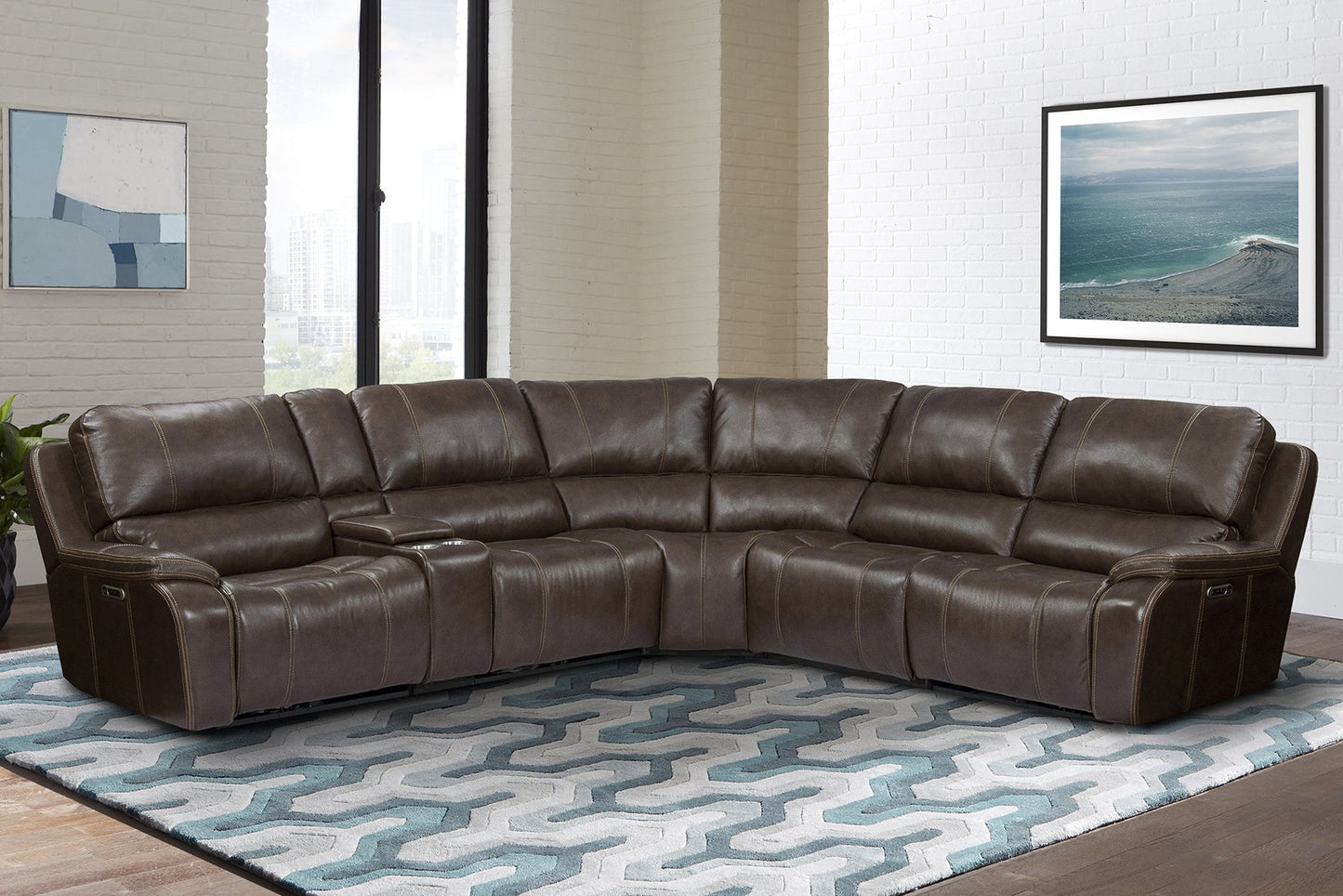 Parker House Potter Walnut Modular Power 6pc Reclining Sectional