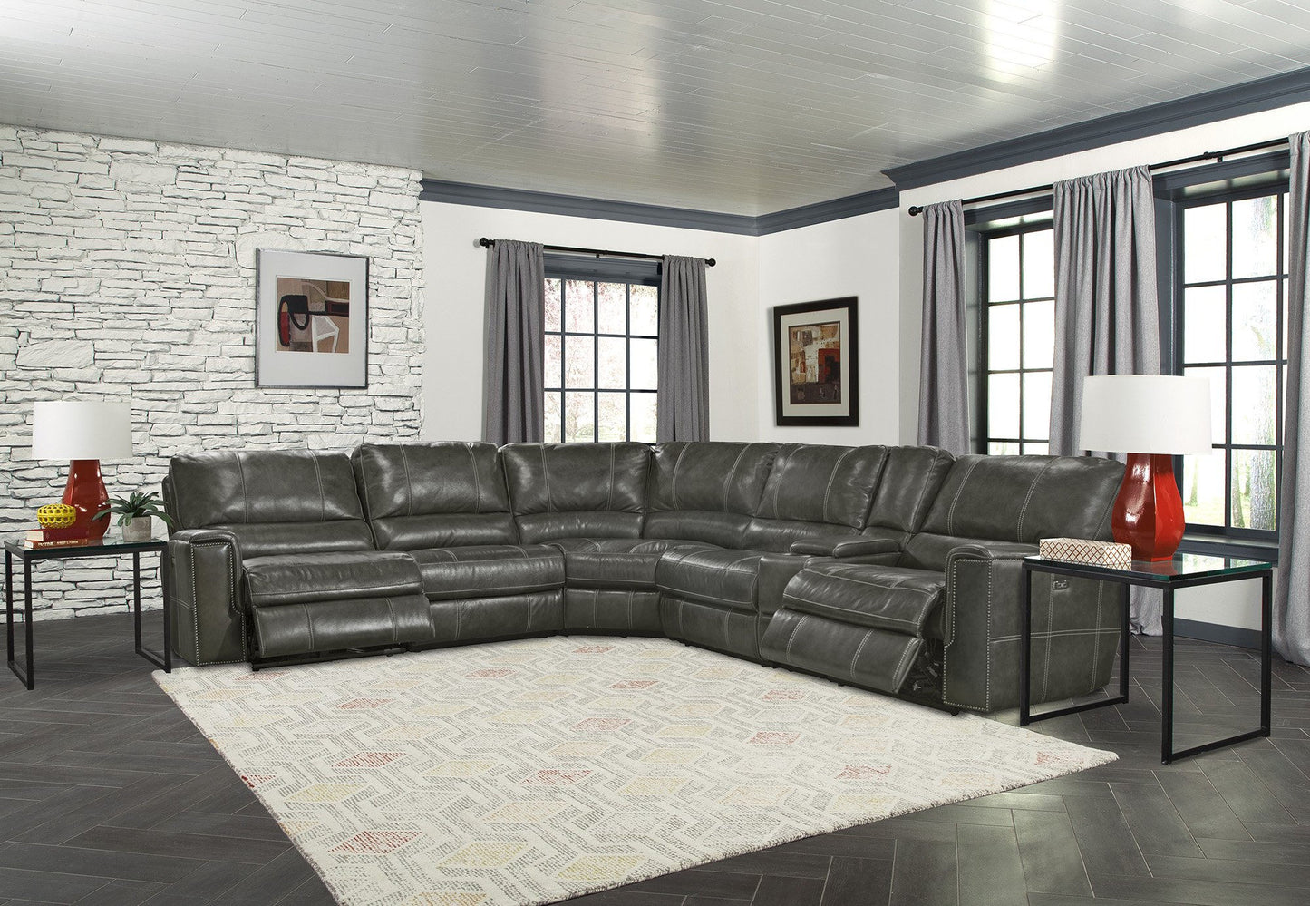 Parker House Salinger Twilight Modular Power 6pc Reclining Sectional