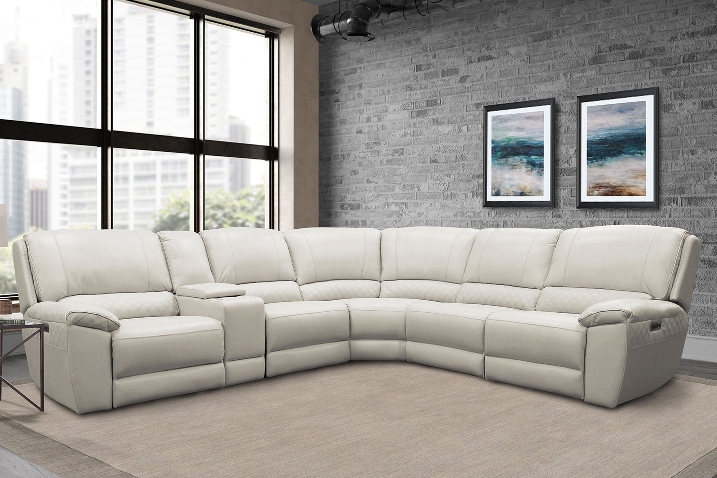 Parker House Scott Alabaster Modular Power 6pc Reclining Sectional