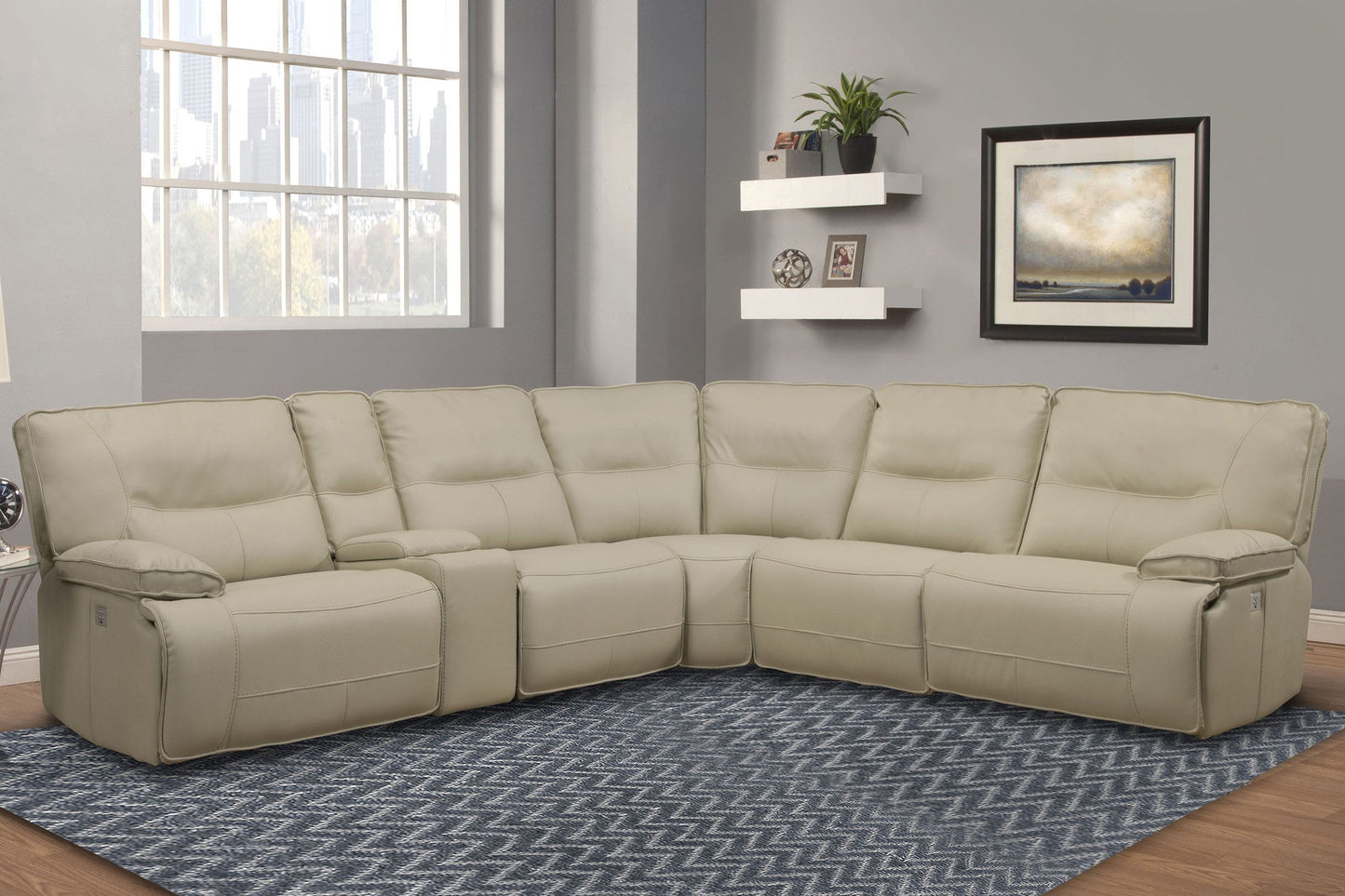 Parker House Spartacus Oyster Modular Power 6pc Reclining Sectional