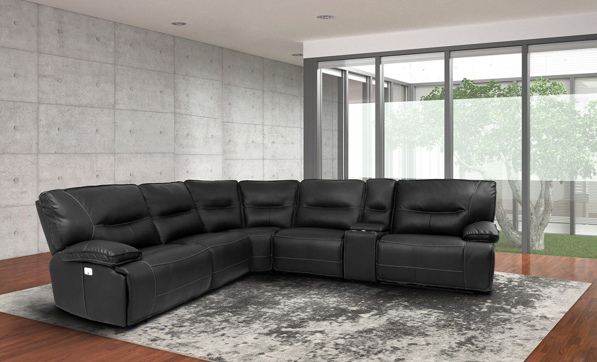 Parker House Spartacus Black Modular Power 6pc Reclining Sectional