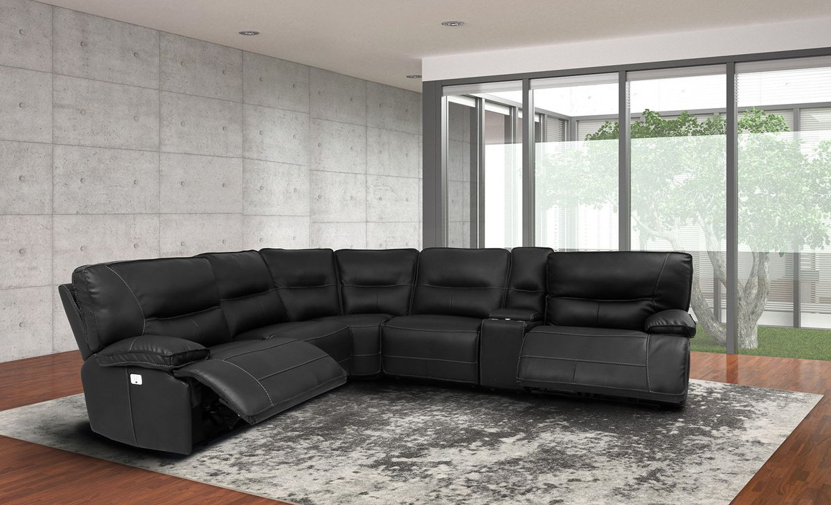 Parker House Spartacus Black Modular Power 6pc Reclining Sectional