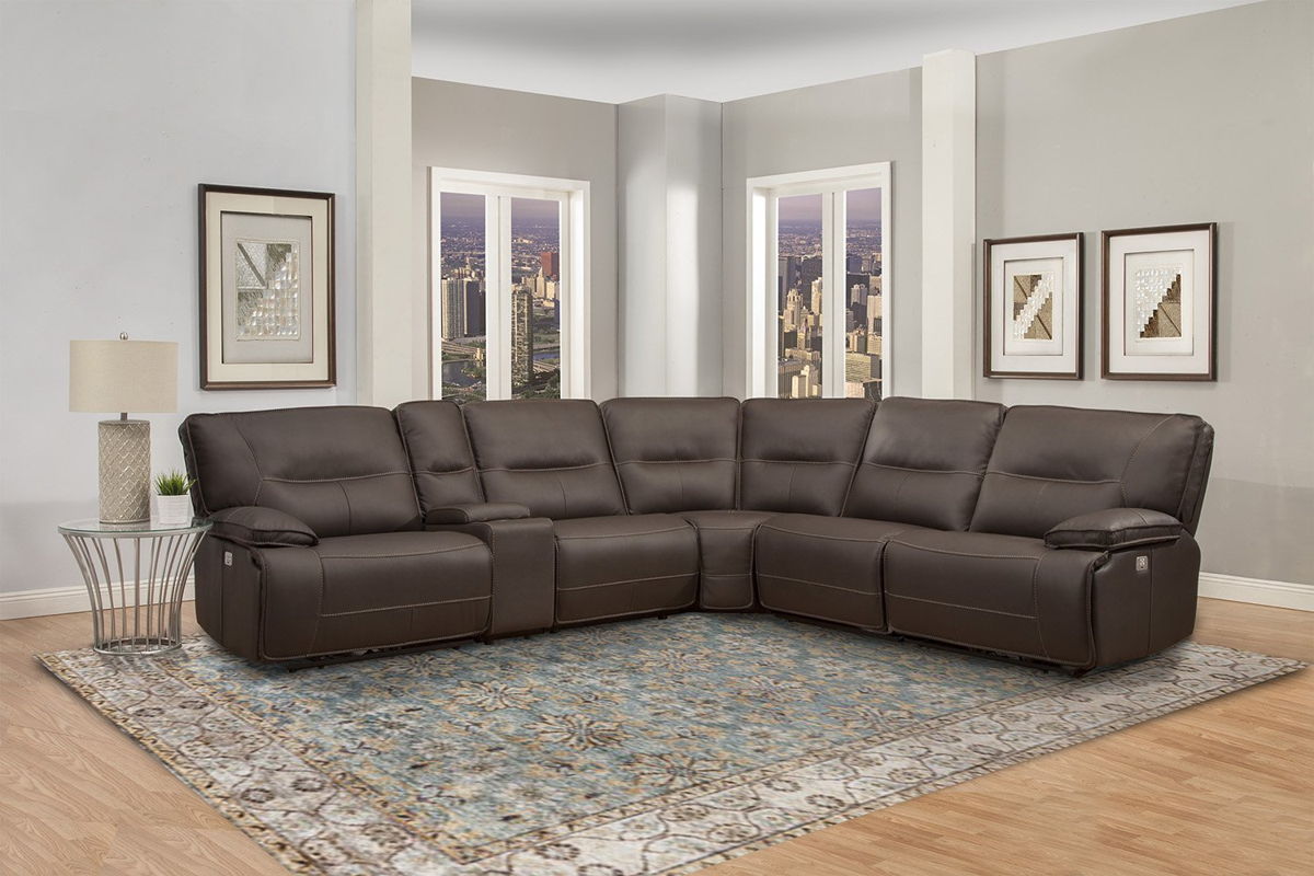 Parker House Spartacus Chocolate Modular Power 6pc Reclining Sectional