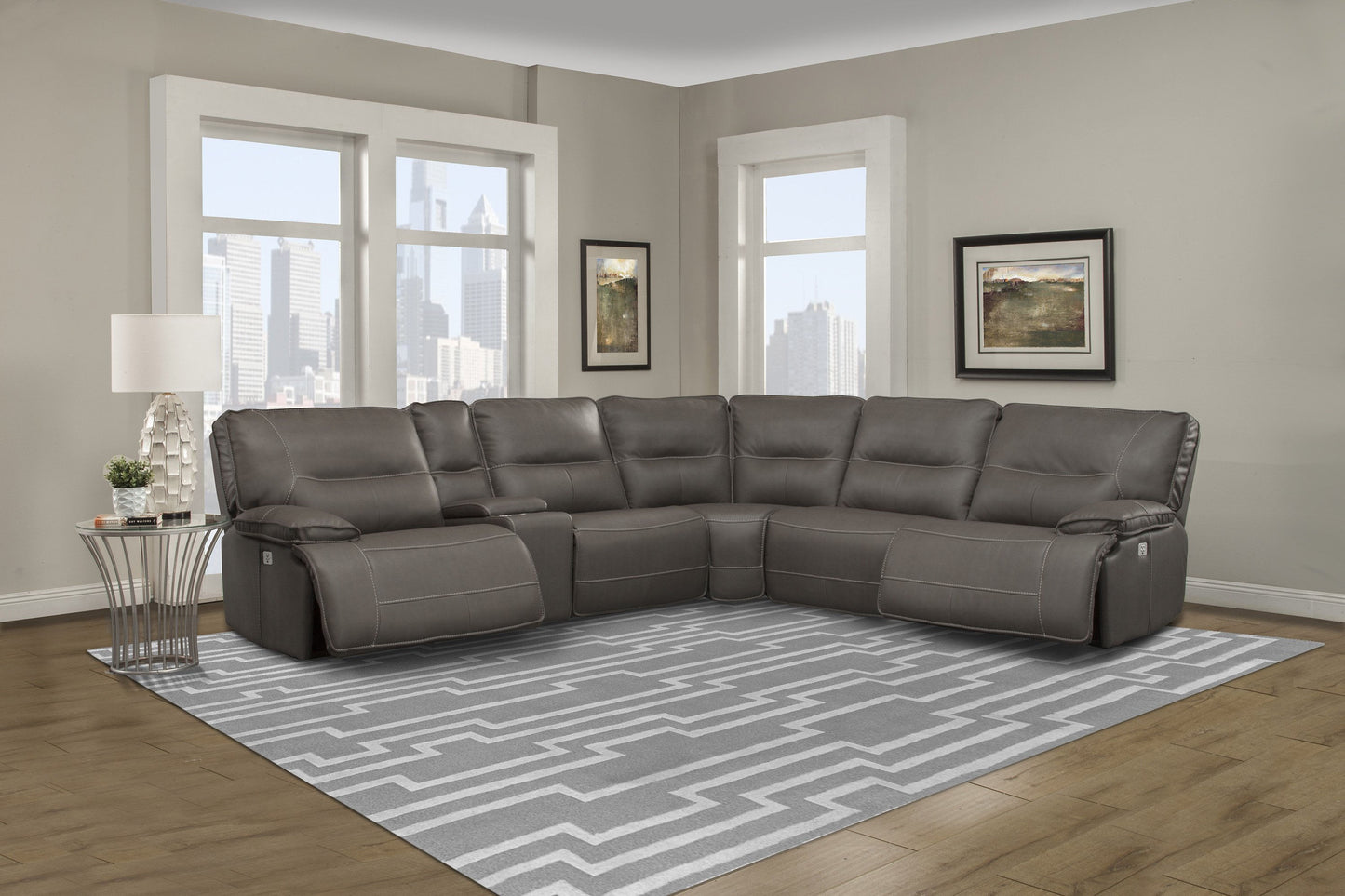 Parker House Spartacus Haze Modular Power 6pc Reclining Sectional