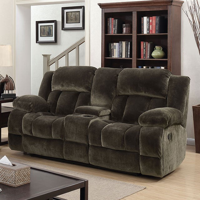 Furniture of America SADHBH LOVE SEAT Plush Cushions  & Champion Fabric Brown