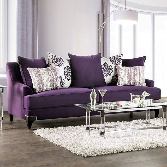 Furniture of America SISSETON SOFA Medium Density Foam, T-Cushion Seats, Loose Back Pillows and  Pillows Included