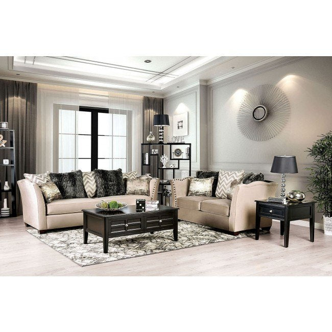 Furniture of America HAMPDEN SOFA Flared Arms, Loose Back Pillows, Box Cushion Seating and Pillows Included