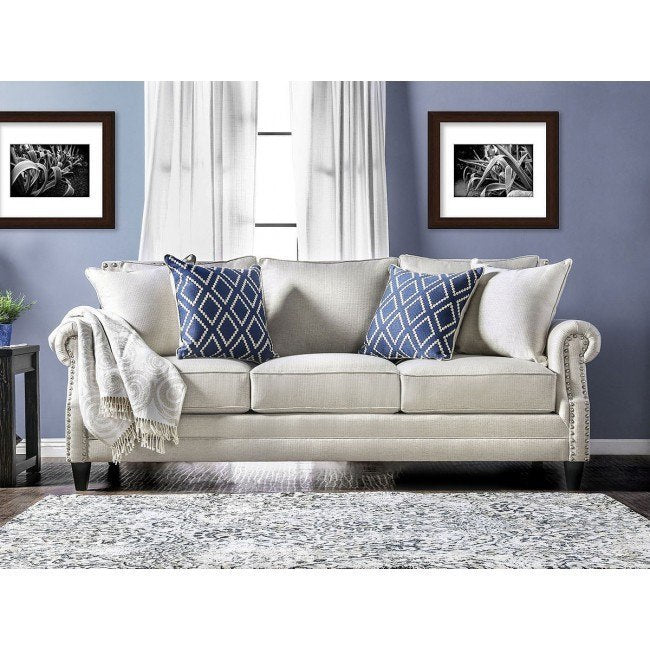 Furniture of America GIOVANNI SOFA Wooden Legs & High-Density Foam Cushions Pillows Included