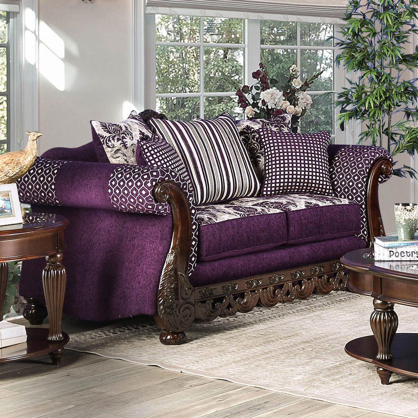 Emilia Purple/Silver Love Seat image